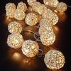 LED Warm White Rattan Ball String Fairy Lights For Christmas Decoration