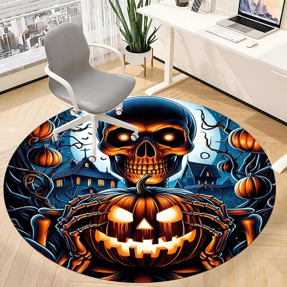 1pc Pumpkin, Spooky Skull Chair Carpet for Office, Soft Flannel Throw Mat, Perfect for Office,Holiday Party Decoration Choice yy251113041