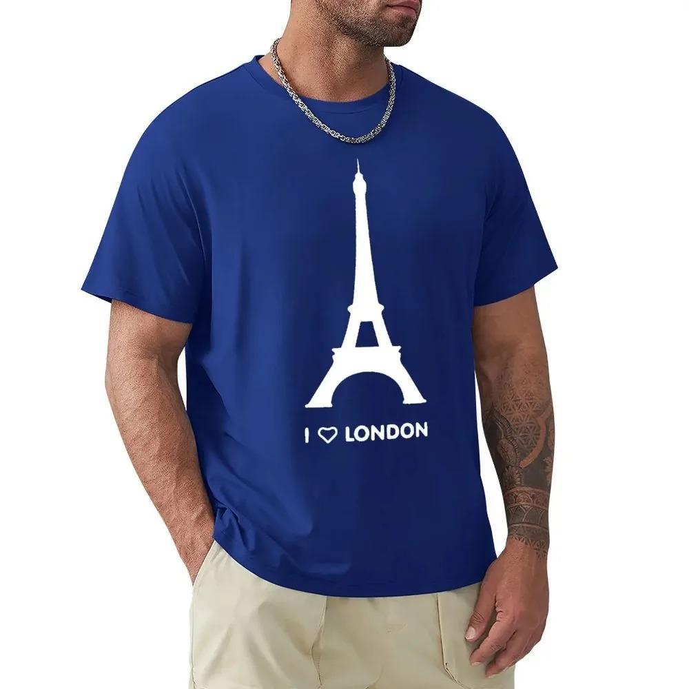 Футболка с забавным дизайном «I Love London Eiffel Tower» Футболка Harajuku с коротким рукавом Футболка с графикой из 100% хлопка