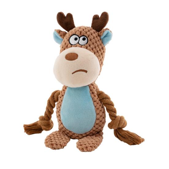 Плюшевая жевательная игрушка для собаки, пищащая плюшевая игрушка-животное для собаки, мягкие чучела с веревочными лапами, игрушка для прорезывания зубов щенка для агрессивных жевателей