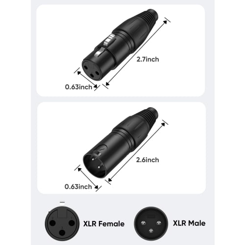 XLR Connectors, CableCreation 5-Pack XLR 3-Pin Male/Female Audio Microphone Connectors, Black
