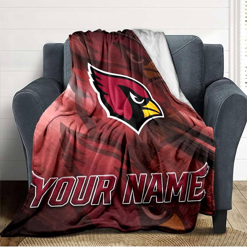 Name Custom Arizona Cardinals Print Flannel Blanket High Quality Warm Comfortable Cover for All Seasons Perfect for Gifts Home Decor