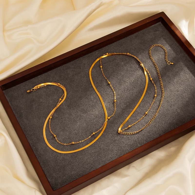Sexy Gold Color Bead Double Layered Waist Chain for Women Simple Metal Geometric Snake Chain Belly Chain Body Jewelry Gifts