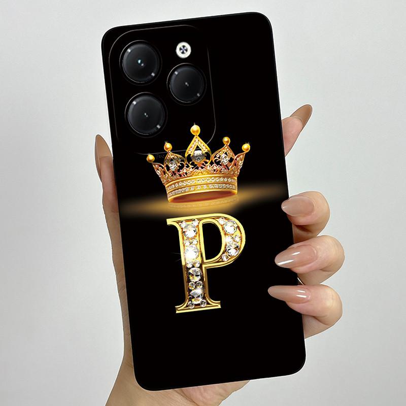 Чехол для Infinix Hot 40 Pro 40i Корона Буква Funda Мягкая Жидкая Силиконовая Задняя Крышка Для Infinix Hot40 Hot40i 40Pro Бампер Оболочка