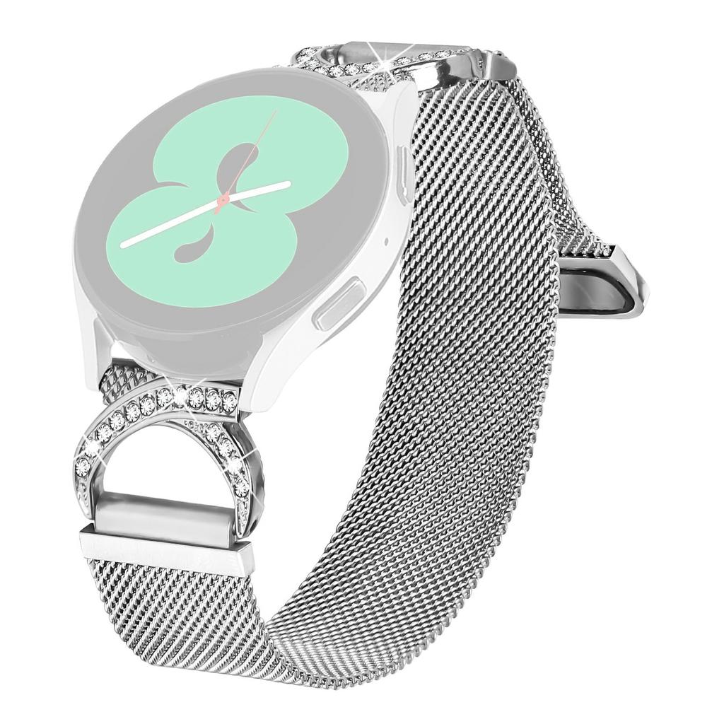 For Huawei Watch 2 Watch Band Milanese Silver Metal Strap Rhinestone Decor