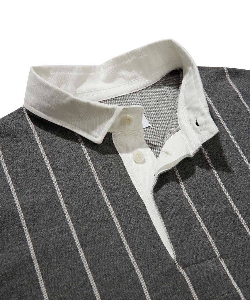 SOUNDSLIFE Vertical Stripe Polo Gray