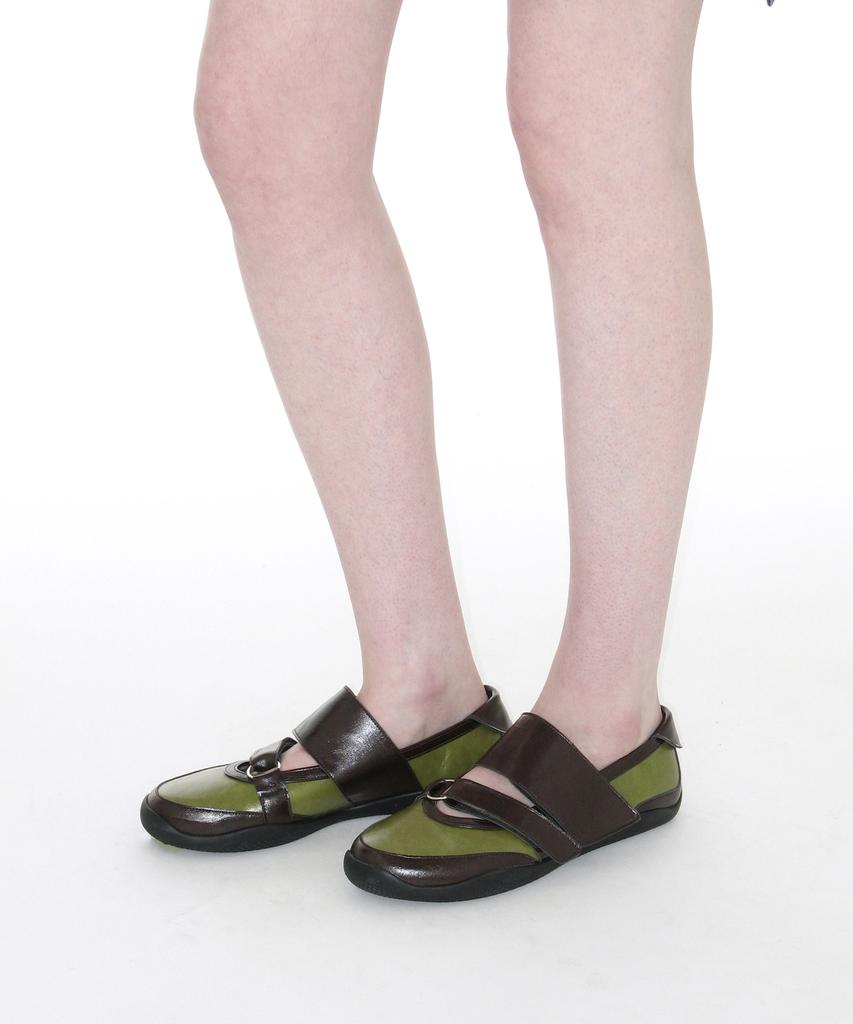 Partimento Women Double Strap Sports Ballet Flats_Olive