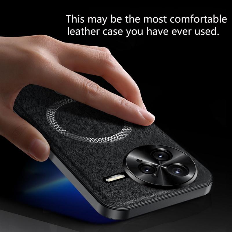 Retro Leather Wireless Charging Magnetic Ring Case For Poco F7 Ultra F7 Pro M7 Pro X7 Pro F6 F5 Pro X5 F4 F3 Lens Protect Cover