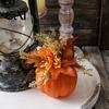Festive Party Table Decorations Fall Pumpkin Ornament, Artificial Foam with Flower, Maple Plastic Leaves, Berry for Autumn Harvest Thanksgiving