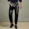 Men Performance Pants Drawstring Elastic Waist Ankle-banded with Pockets Glossy Surface Disco Trousers Stage Party Nightclub Cosplay Pants