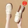 White Loafers Women's Platform 2025 New Autumn Shoes British Style Small Leather Shoes Flat Single Shoes Plus Size Women's Shoes