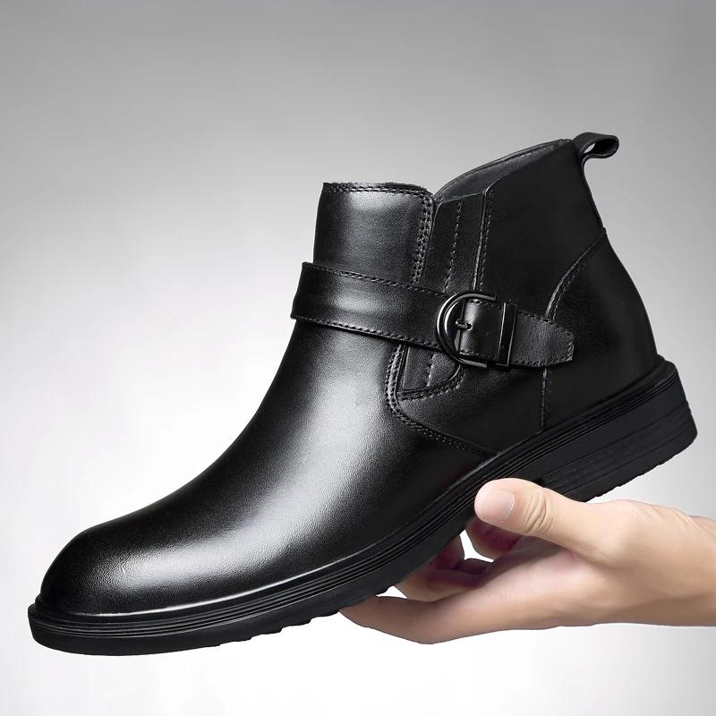 FashionFashion Luxury Brand Chelsea Boots Men Soft Genuine Leather Ankle Boots British Style Men's Footwear High Quality Business Shoes