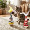 Colorful Feather Cat Tumbler Toy Wooden Base Self Play Cat Entertainment Toy Kitten Entertainment