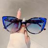 Stylish Blue Leopard Sunglasses Trendy Cat Eye Design Decoration Sun Glasses Travelling Hiking Gradient Women's Shades