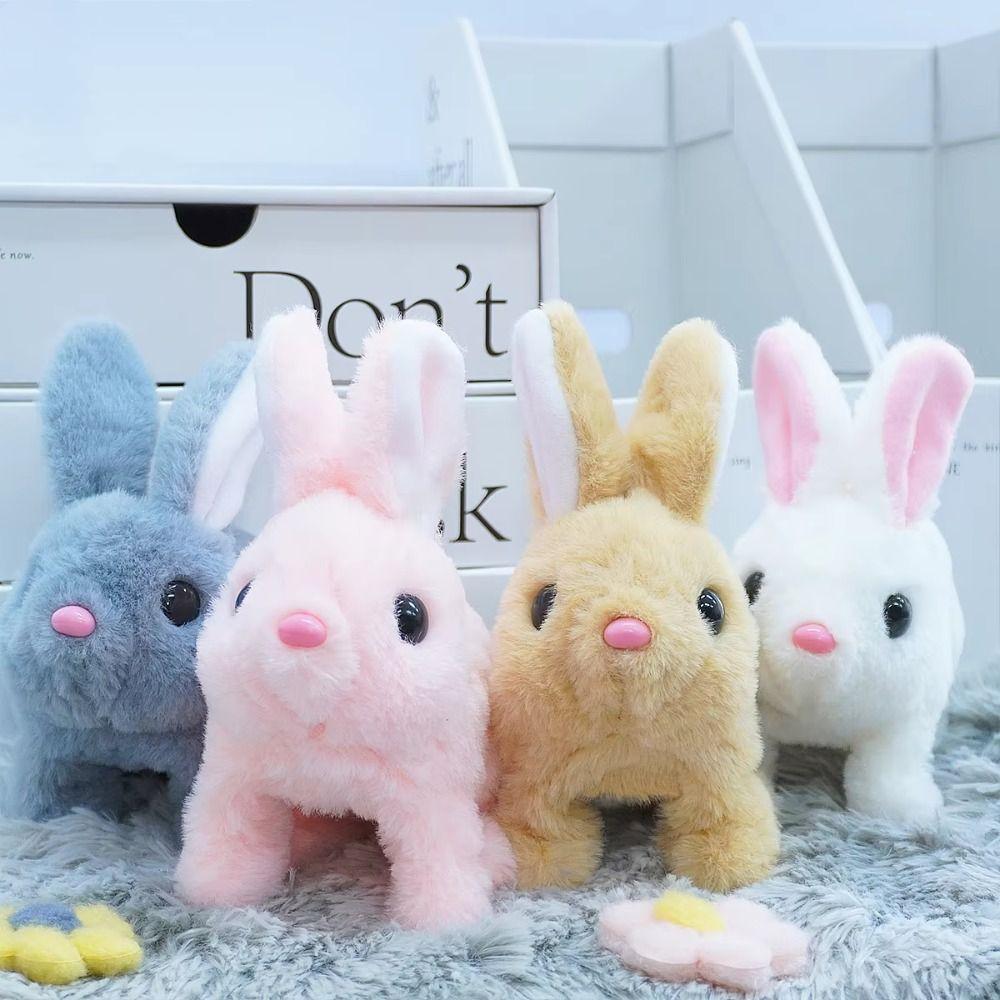 Long Ears Electric Rabbit Plush Toy Walks and Makes Sounds Little Tie-Dyed Rabbit Doll Kids