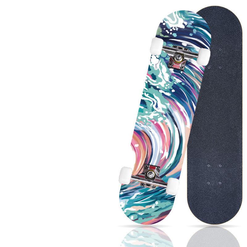 Pro Skateboard: Beginner-Ready Maple Longboard with Double Kick Deck for Adults & Kids