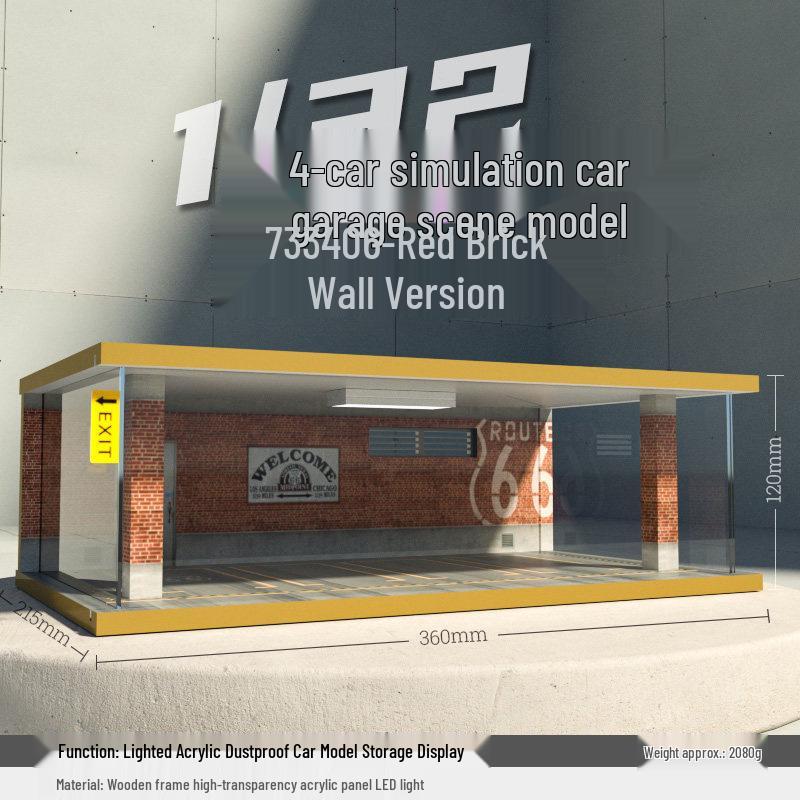 Деревянный гараж для моделей автомобилей с подсветкой - Трансграничная симуляция Пылезащитный чехол 1:32 Сценические украшения.