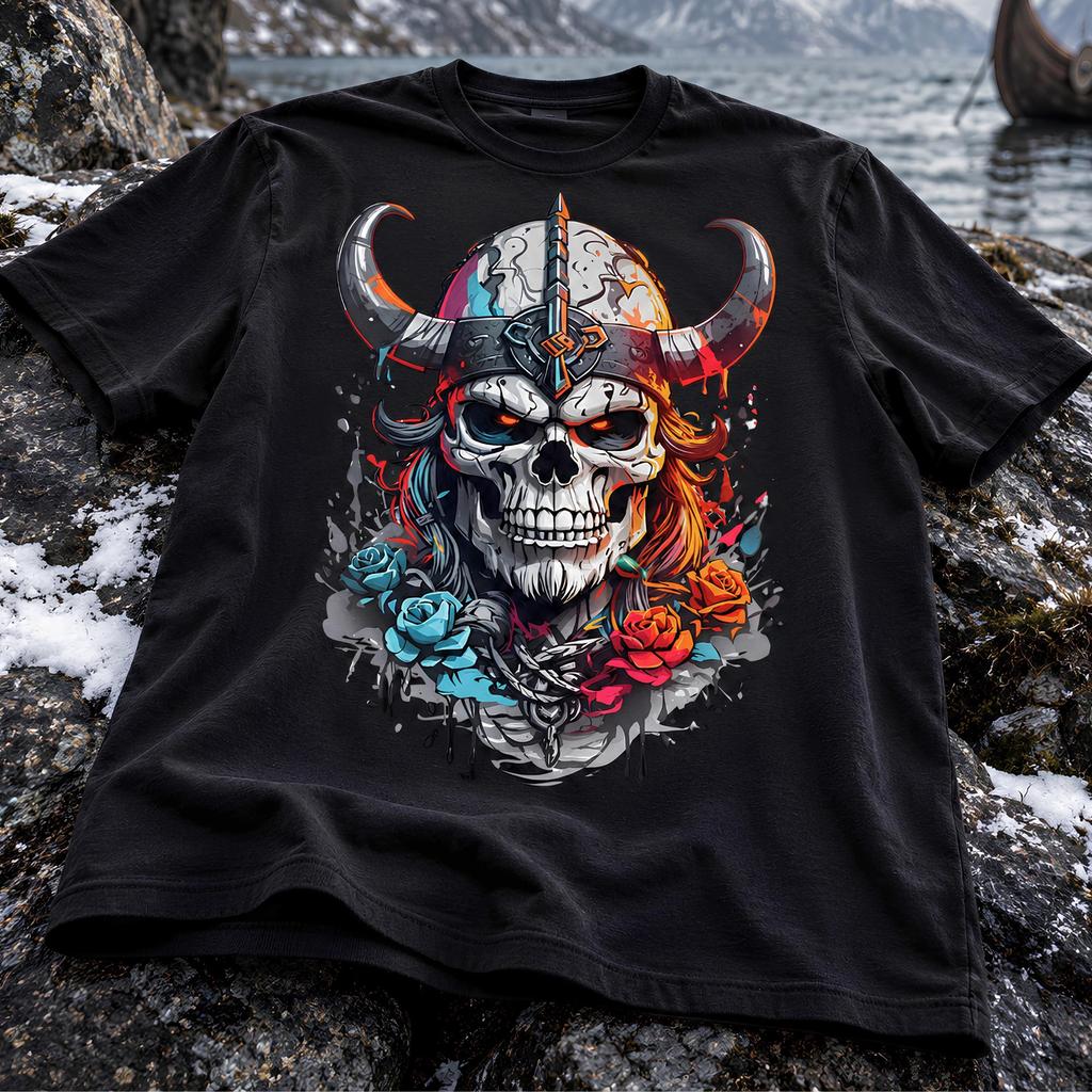 Skull Warrior T-Shirt Strength and Transformation Tee, Viking Skull Shirt, Inner Power Shirt, Colorful Skull Tee, Gift for Him