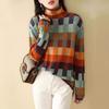 Winter Knitted Women Sweater Plaid Korean Fashion Turtleneck Long Sleeve Y2K Pullover Soft and Comfortable Sweaters