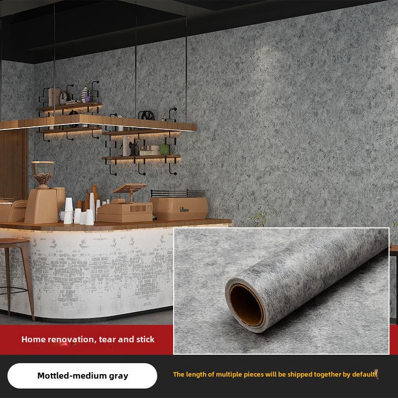 Industrial-Style Gray Micro Cement Self-Adhesive Waterproof Wallpaper for Bedroom or Clothing Store