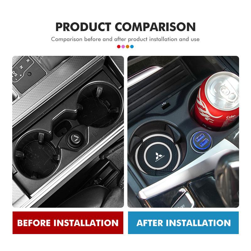 2Pcs Car Coaster Silicone Mug Drinking Mug Non-Slip Pad Interior Accessories For Mitsubishi Outlander Lancer Eclipse Mirage