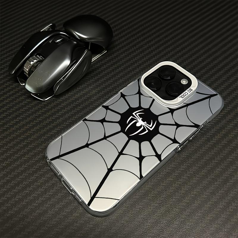 Black spider pattern phone case suitable for iPhone 17 16 15 14 13 12 11 Pro/Max/Plus anti drop and shockproof back cover