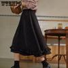 Черная юбка, женская кружевная жаккардовая юбка, женская летняя юбка средней длины с высокой талией в стиле ретро в стиле Лолиты