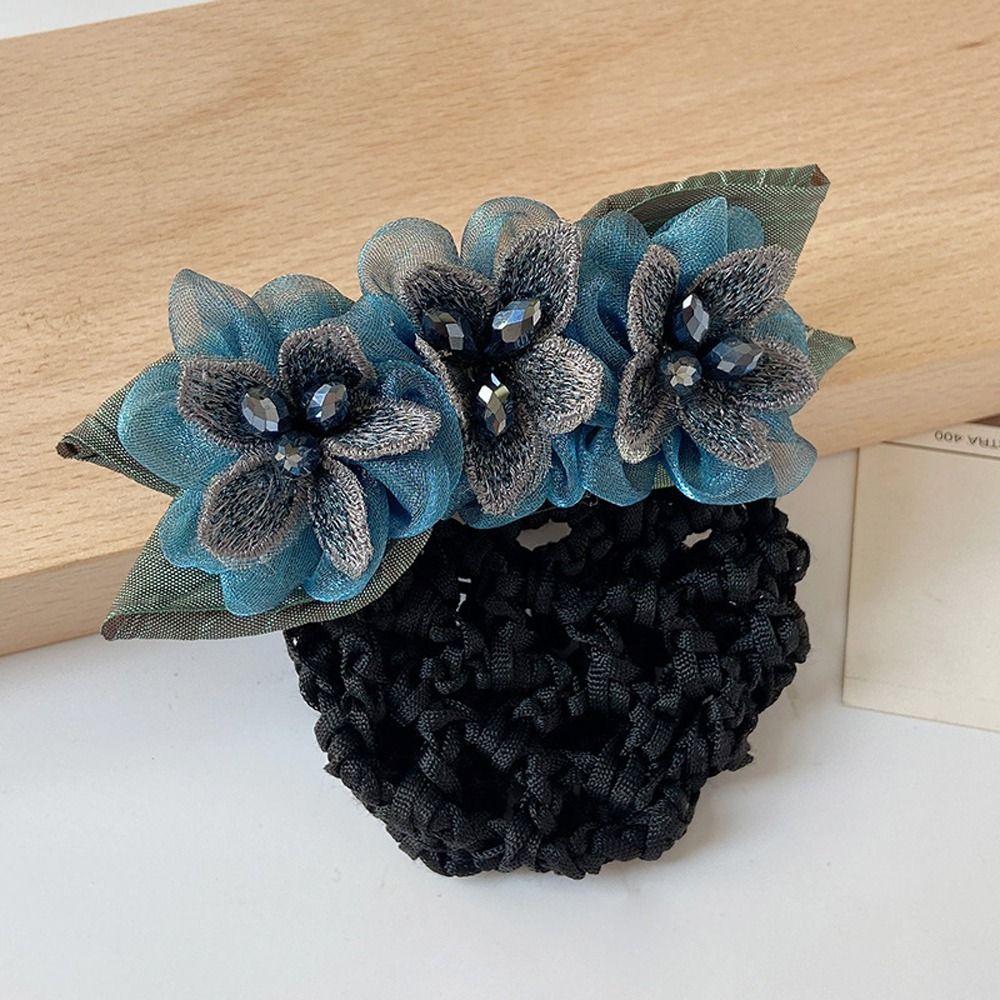 Бантик для волос, чехол для пучка, женские пружинные зажимы, кружевная сетка для волос с цветком, корейский пучок, снуд, заколки для волос, чехол для сетки