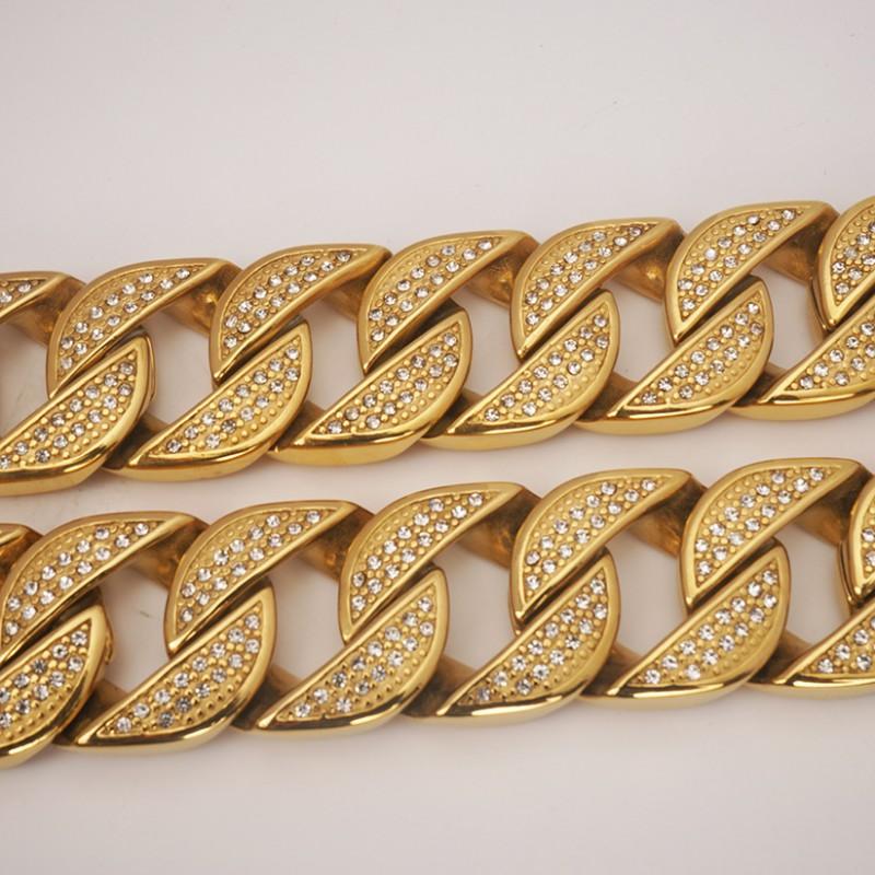 32mm Stainless Steel Cast Dog Head Gold Collar Necklace Chain Dogs