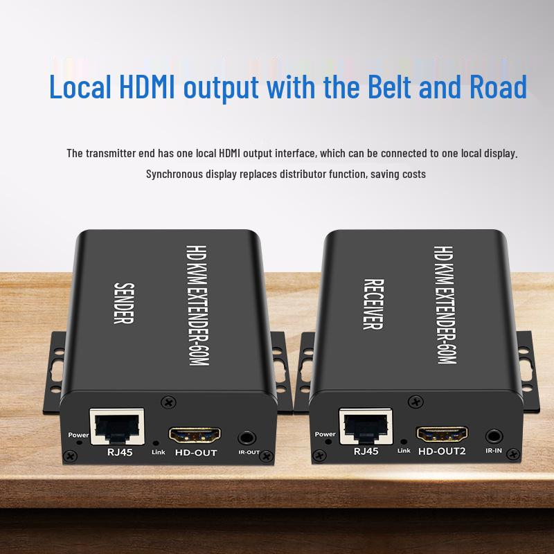1080P 60Hz HDMI KVM Extender with USB, Mouse, Keyboard, and 60m POE Single-End Power Supply