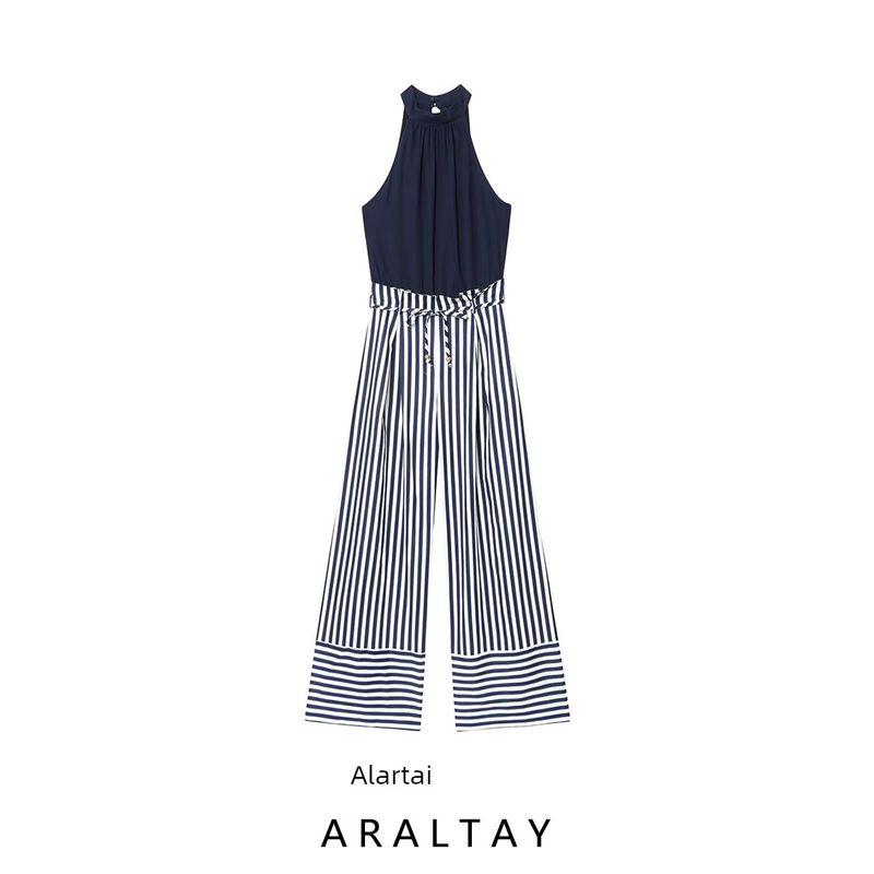 Araltay New Arrival Fashion Style Women's Fashion All-Match Minimalist Linen Blended Long Jumpsuit 8445667