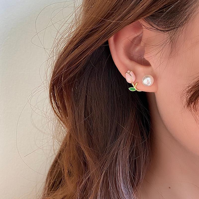 Серьги-тюльпаны с жемчугом для женщин, серьги-гвоздики с цветами, украшения для вечеринок, подарки