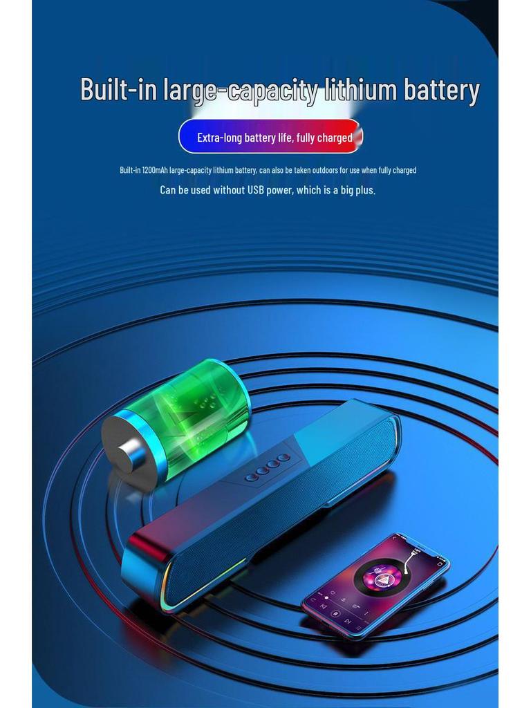 RGB Bluetooth Speaker: Wireless Luminous Portable Long Strip Desktop Sound Bar