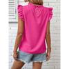 Women's Solid Sweet Crew NeckRuffled Sleeve Tank Top  Summer European American Ladies Vest