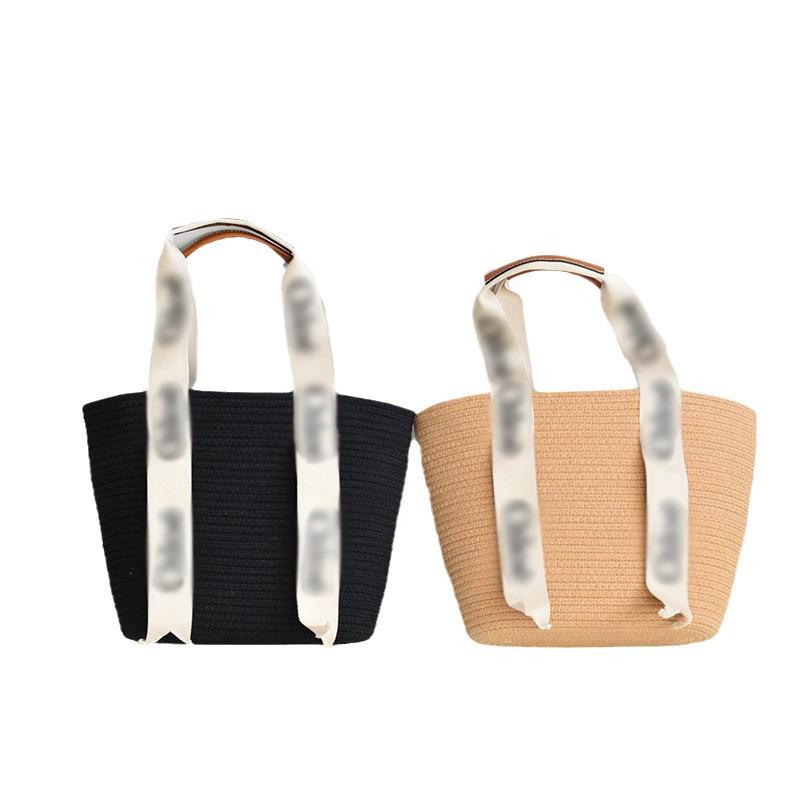 Плетеная соломенная сумка-тоут Celebrity: Ручная корзина с ручками с надписями, сумка через плечо из хлопковой веревки для женщин