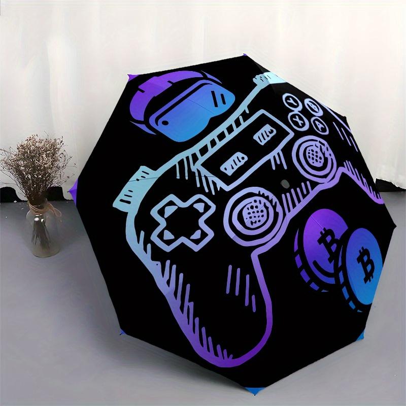 Virtual Reality (VR), Bitcoin Gaming themed, Eight ribbed, Self folding umbrella Is Suitable for Everyday Outdoor Use and Is An Ideal Gift f
