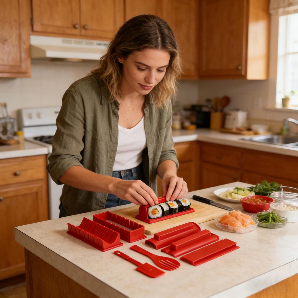 Посуда для суши Форма для суши из водорослей Квадратная Круглая В форме сердца Инструмент для приготовления роллов из риса и овощей DIY Набор из 10 штук