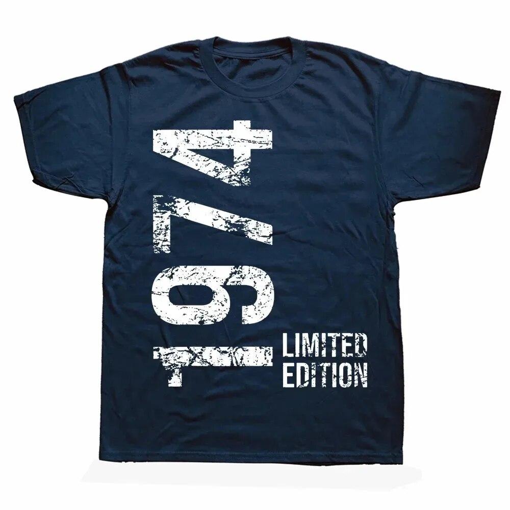 Unisex Women Birthday Anniversary T-shirts 1974 50th 50 Years Old Limited Edition Vintage Cotton T Shirt Gift Short Sleeve Tee Tops