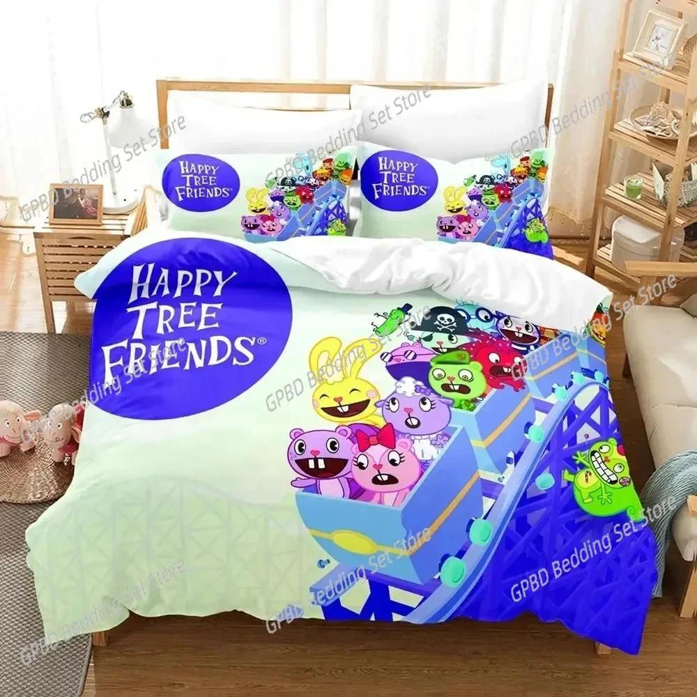 Мультяшный набор постельного белья Happy Tree Friends Спальня Мягкое Современное Покрывало Удобное Детское Пододеяльник Чехол для Одеяла И Наволочка