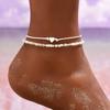 Boho Anklet Foot Colorful Beads Chain Summer Bracelet Heart Pendant Charm Anklet Sandals Barefoot Beach Foot Bridal Jewelry J027