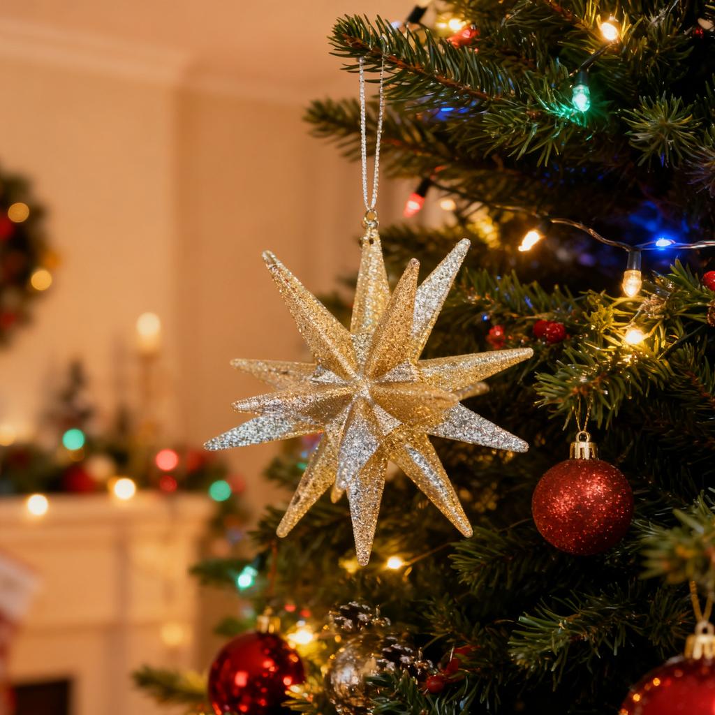 Champagne Gold Glitter Acrylic Ornament for Christmas Tree Decorations Holiday Party Home and Store Decoration