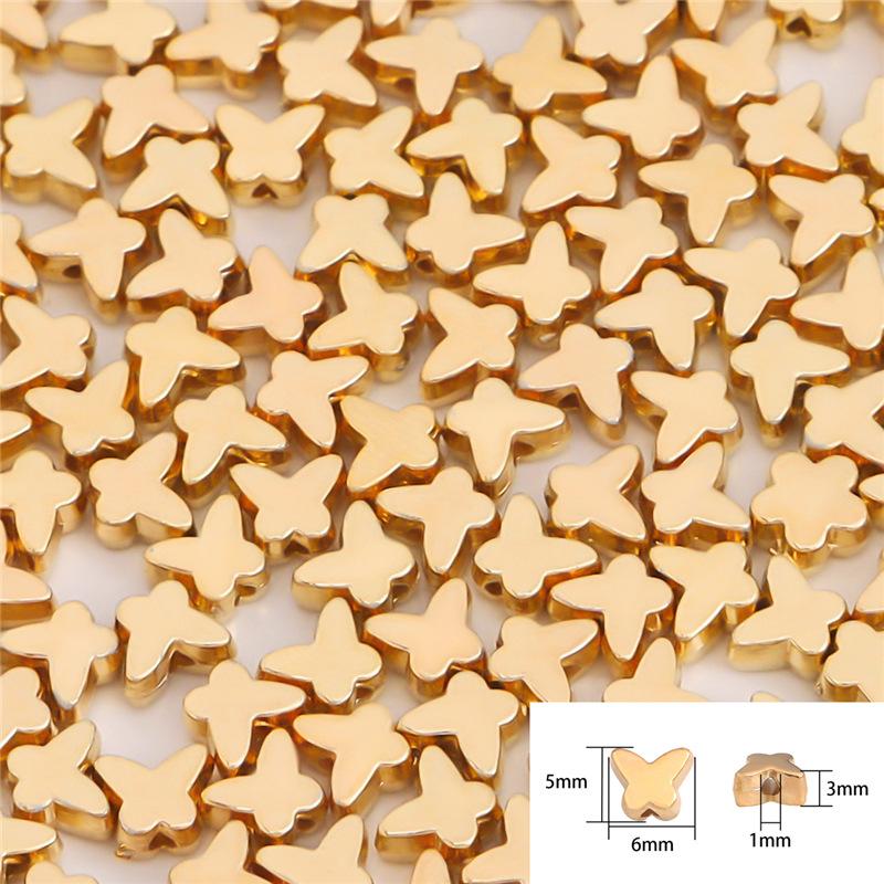 100 шт./лот, золотые гальванические бусины со звездами и цветами для изготовления ювелирных изделий, ожерелья «сделай сам», ювелирные аксессуары, материал ручной работы