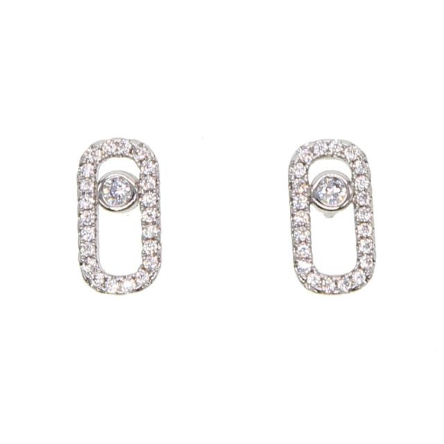 Mimimalist Cute Jewelry Authentic 925 Sterling Silver 1pc No Move Cz Stone Stud Earrings For Women Crystal Delicate Tiny Earring