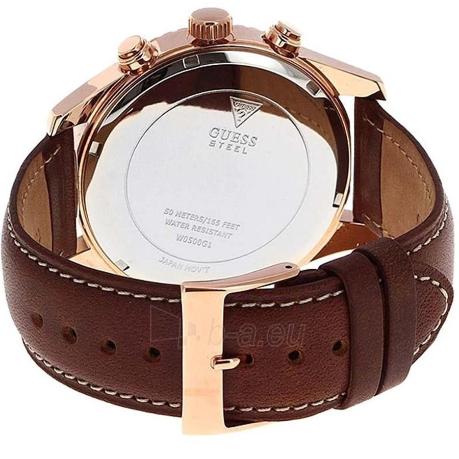 Мужские часы-хронограф, повседневные кварцевые часы с отображением даты, секундомером, коричневым круглым циферблатом и кожаным ремешком, часы для ежедневного ношения, бизнеса, путешествий, подарок W0500G1