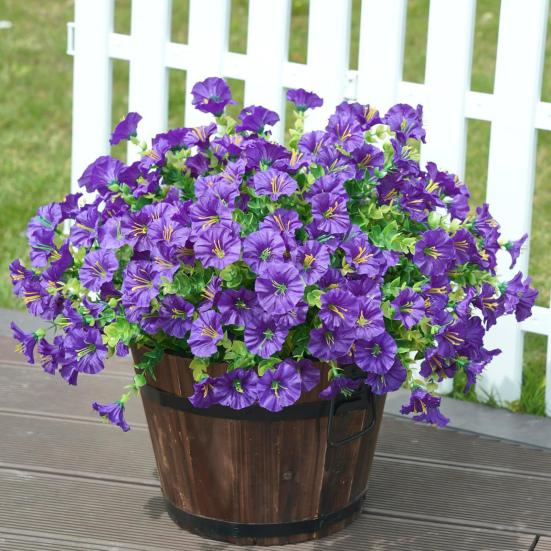 Искусственные Цветы Ипомеи для Улицы, Устойчивые к УФ, Имитация Пластиковых Растений для Домашнего Горшка, Веранды, Двора, Декора Окна