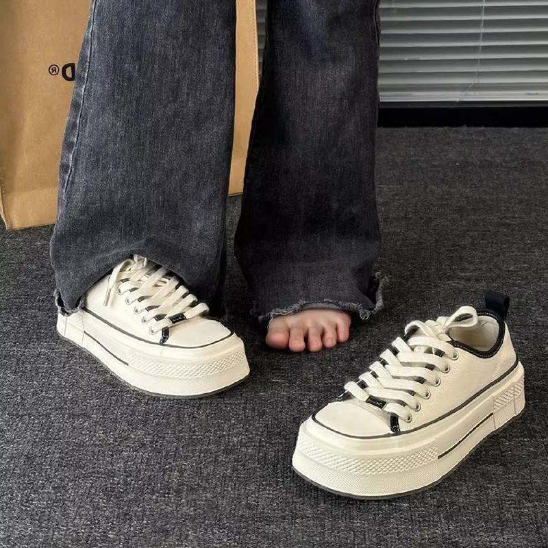 Повседневные туфли на плоской подошве из парусины 2024 года, высококачественная женская обувь на весну и осень, круглая ретро-туфля с квадратным носком, повседневная спортивная обувь, тренд