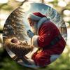 Винтажная металлическая настенная табличка 8 дюймов Рождественский вертеп Санта Младенец Иисус Декор