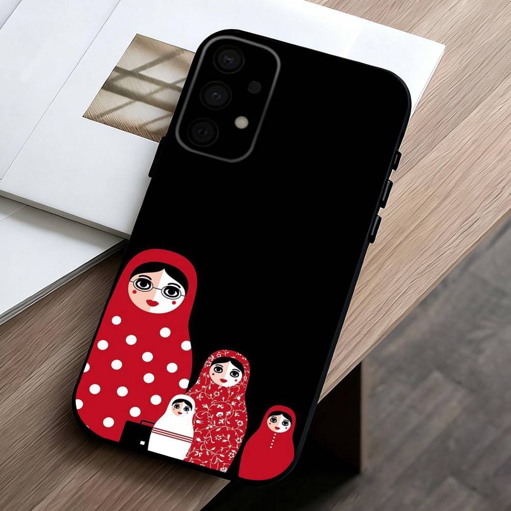 R-Russian Art M-Matryoshka Phone Case For Samsung Galaxy A73,A72,A71,A70,A53,A52,A51,Others Soft Black Cover