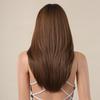 HAIRCUBE Длинные прямые коричневые синтетические парики для женщин Натуральные волосы Парики с темными корнями с челкой Ежедневные вечерние термостойкие парики