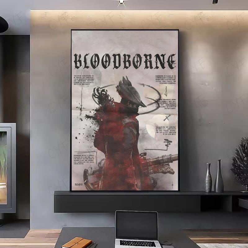 Dark Hunter B-Bloodborne Game Poster HD art самоклеящаяся водонепроницаемая стена для дома, гостиной, спальни, бара, эстетическое украшение